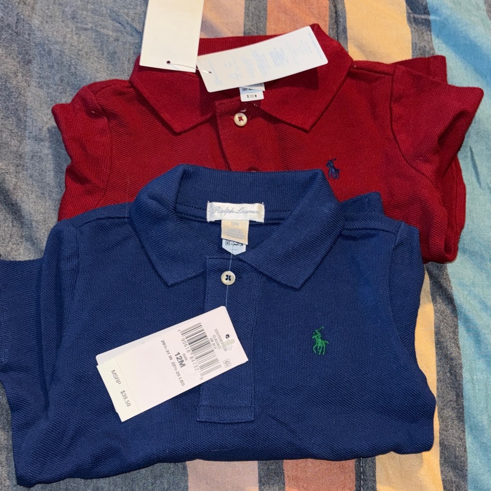 Ralph Lauren Boys Polo Shirts in Blue and Red with Green Logo